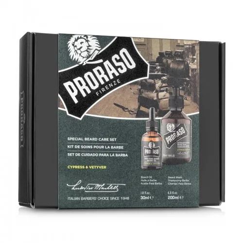 Набор для бороды Proraso Duo Pack Oil + Shampoo Cypress & Vetyver