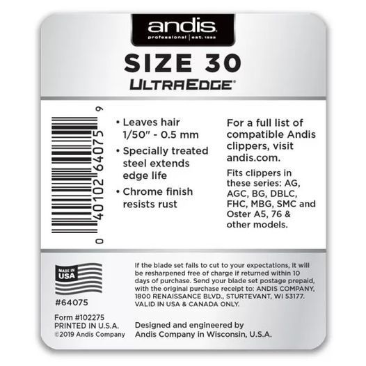 Ножовий блок Andis Ultra Edge №30, 0,5 мм AN u 64075