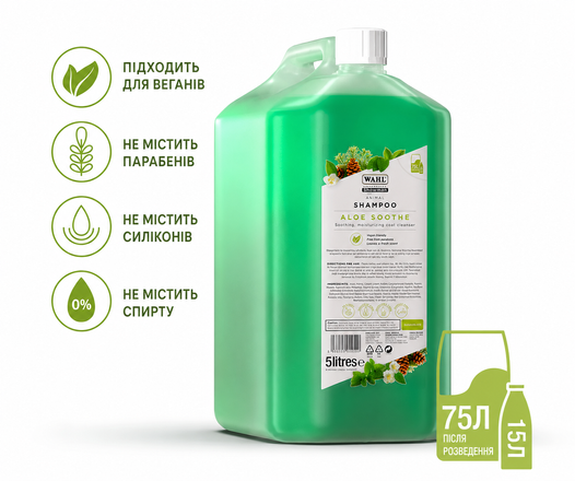 Шампунь для тварин Wahl Aloe Soothe Shampoo Concentrate 5L (арт. ZX755)