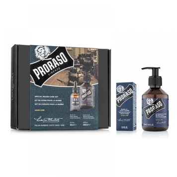 Набір для бороди Proraso Duo Pack Oil + Shampoo Azur Lime