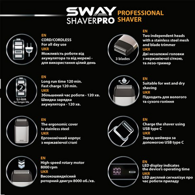 Профессиональная электробритва Sway Shaver Pro Black