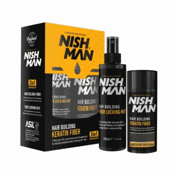 Нарощування волосся кератиновим волокном Nishman Hair Building Keratin Fiber Medium Brown 20g + 100ml