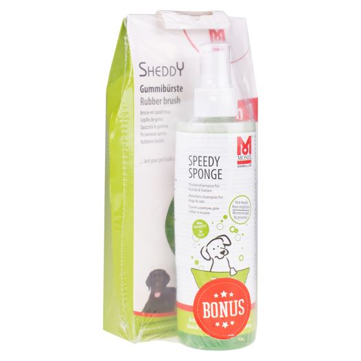 Moser Set Sheddy Brush Speedy Shampoo – сухой шампунь и резиновая щетка, набор, 2999-7045